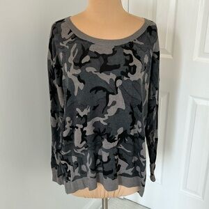 Acrobat Gray Black Wool Blend Camo Print Sweater